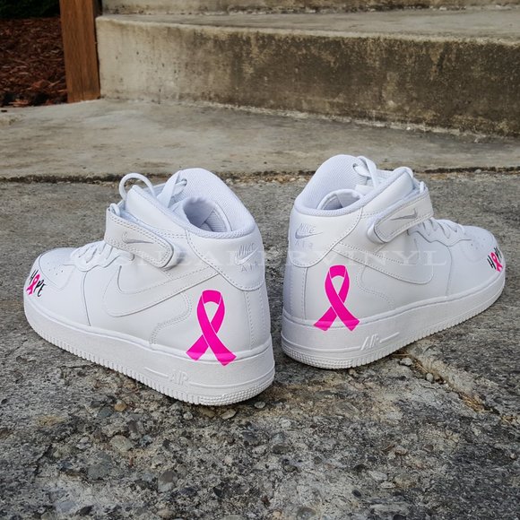 Nike Air Force 1 Mid White Pink "HOPE" Breast Cancer Awareness Custom NWT - Picture 5 of 10